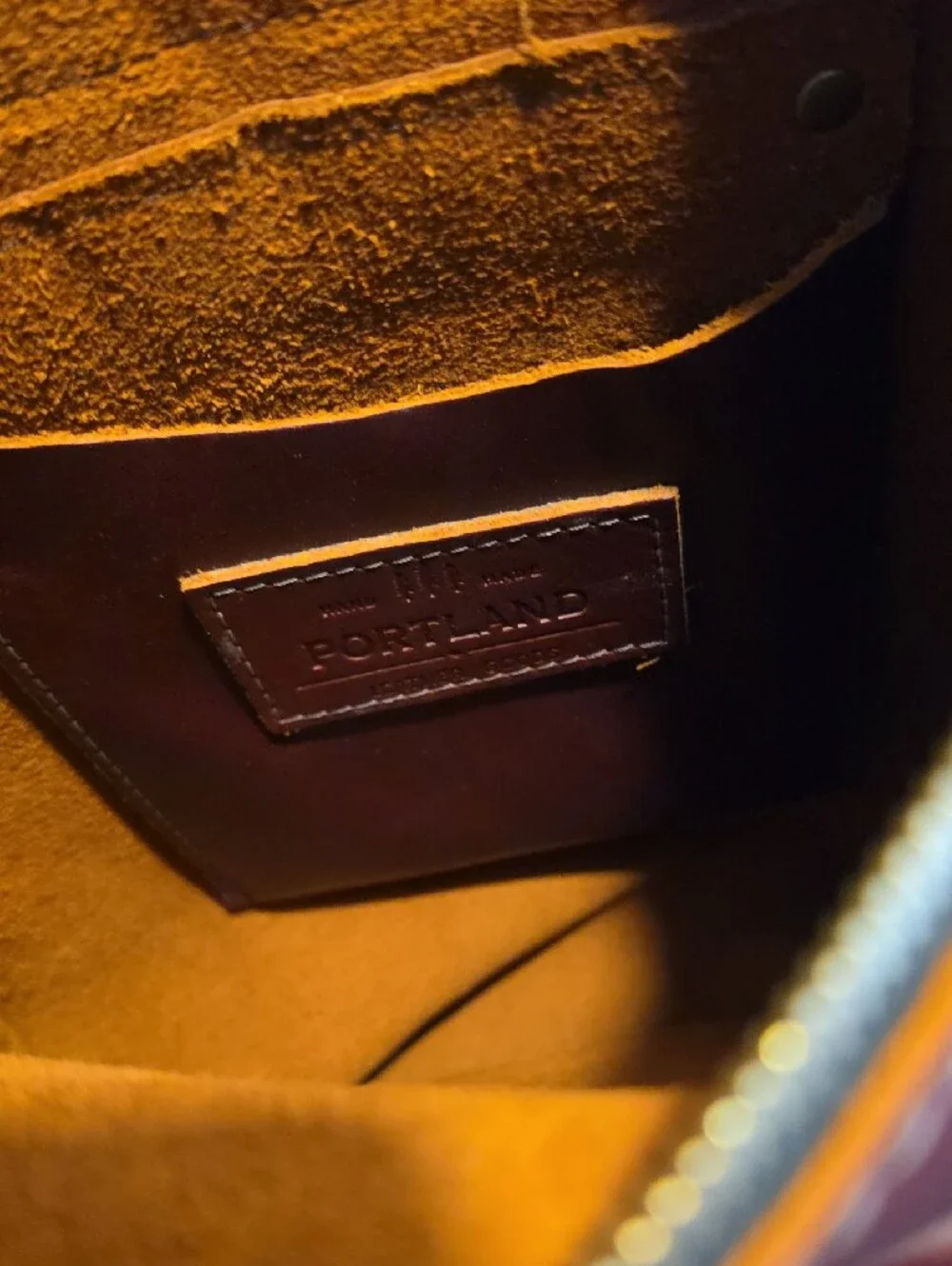 Portland Leather Maroon Men's Leather Backpack with Gold Zipper